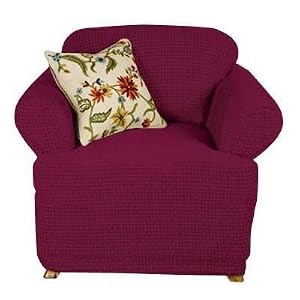 Armchair Slipcover T-Cushion- Cobblestone Chenille- Cordovan