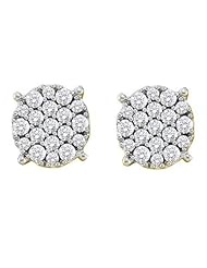 14KT Yellow Gold 0.50 CTW Diamond Flower Earrings