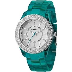 Fossil Stella Teal Glitz Topring Watch