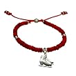 Natural SportBEAD Adjustable Bracelet - Enameled White Figure Skates Charm