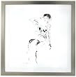 Lazy Susan Charcoal and Ink Nude with Silver Leaf Frame