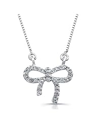 Victoria Kay 14k White Gold Diamond Bow Necklace (1/10cttw, JK, I2-I3), 16"