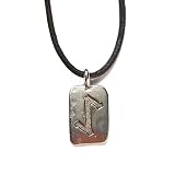 Rune Eihwaz Pewter Pendant on Corded Necklace, Ancient Runes Collection