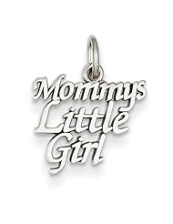 14k White Gold MOmmYS LITTLE GIRL Charm Pendant. Metal Wt- 0.7g