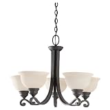 Sea Gull Lighting 31191-07 Serenity Five-Light Chandelier, Weathered Iron Finish with Dusted Alabaster Glass