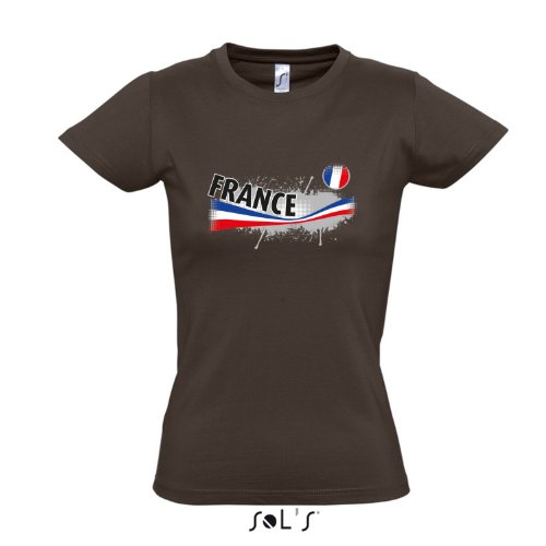 Fanshirt-Damen FRANCE, Frankreich Ländershirt EM / WM Trikot S-XXL , Chocolate , S