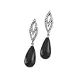 14K White Gold Onyx Briolette and Diamond Earrings