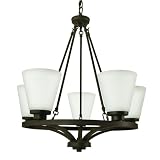 Good Earth Lighting G4859-DBZ-I Taos 5 Light Chandelier, Dark Bronze-Frosted White Glass