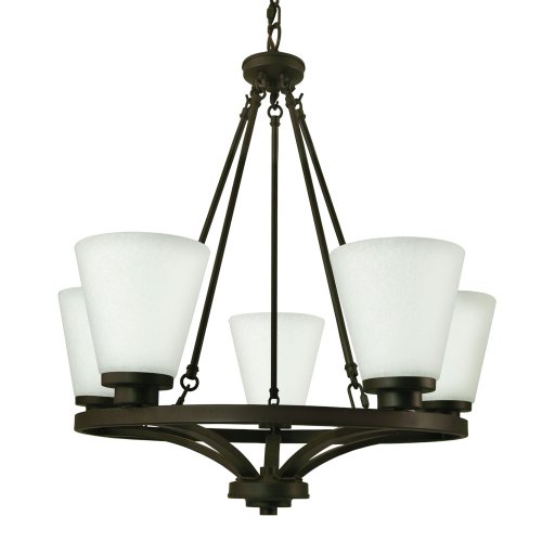 Good Earth Lighting G4859-DBZ-I Taos 5 Light Chandelier Dark Bronze-Frosted White Glass