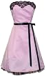 Strapless Satin Tulle Prom Dress Black Lace Trim Strapless Satin Tulle Prom Dress Black Lace Trim