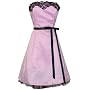Strapless Satin Tulle Prom Dress Holiday Formal Bridesmaid Gown Black Lace Trim
