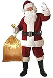 Ilishop Men's Deluxe Santa Suit 10pc. Christmas Adult Santa Claus Costume Red M