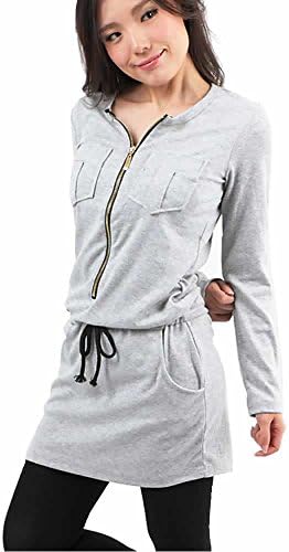 EAST 2 WEST Women's Long SleeveTunic Dress Knit Light Grey (Japan Import)