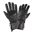 Men's Black Leather Premium Padded Riding Gloves - Size : Large