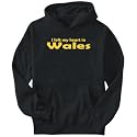 Hoodie Mens Black " I LEFT MY HEART IN Wales " Countries