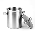 Brushed Double-Walled Stainless Steel Covered Ice Bucket - Fine StainlessLUX Barware for Your Enjoyment