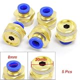 Buy Amico 5 Pcs 8mm One Touch to 20mm Thread Quick Joint Fittings by uxcell