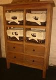 Reclaimed Pallet Wood 4 Rattan Drawer/4 Wooden Drawer Storage Unit
