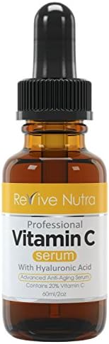 Vitamin C Serum For Your Face NOW DOUBLE the size (2oz vs 1oz) Pure Organic Contains clinical Strength 20% Vitamin C + Amino Complex + Hyaluronic Acid. Treats troubled acne and reverse Skin Aging & Wrinkles look and feel younger!