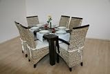 Esszimmerset Margaretta massiv 6 Stühle+1 Tisch Rattan
