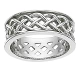 14k White Gold Celtic Women's Wedding Band, 8.5mm.