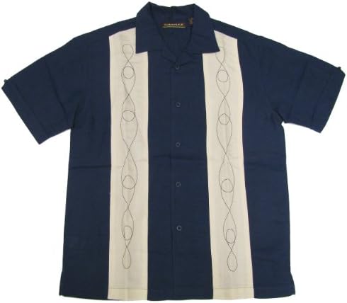 Cubavera Embroidery Double Panel Rayon Blend Shirt Insignia Blue 2X