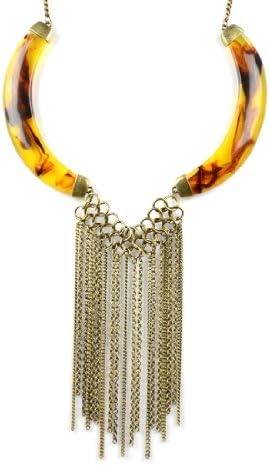 Fashionable Tassel Half Horny Shaped Collar Resin Necklace,nl-1959 (nl-1959-2pcs/lot(1pc for each color))