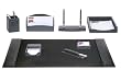 Crocodile Embossed Black Genuine Top-grain Leather 8-piece Desk Accessory Set