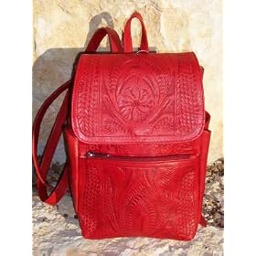 Cowgirl Backpack Purse Natural Western Tooled Leather 283