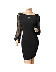 A-line Cocktail Vintage Scoop Neck Long Sleeves Chiffon/Polyester/Spandex Tunic/Midi Dress 