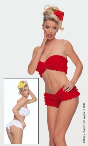 SeXy 2Pc Rhumba Ruffle Tube Top And Hot Pants Set