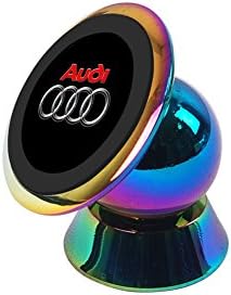 Audi Logo Cell Phone Car Mount Holder, 360 Degrees Dashboard Universal Car Cradle Mount Rotatable Sticky Magnetic Stand Holder For Smartphone (Colorful Stainless Steel plating)