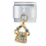 Rhinestone Purse Italian Charms Bracelet Link