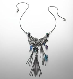 Peacock Feather Design Beaded Necklace