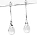 Cubic-zirconia Rhodium Finish Sterling Silver Drop Earrings