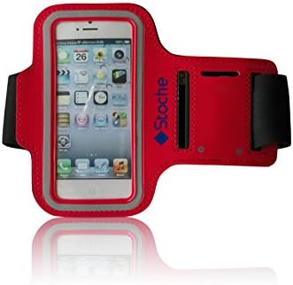 Stoche Iphone Armband & Key Holder for 5/5s/5c - Sporty Look and Lightweight - Custom Fit with Safety Feature with Key Holder - Guaranteed Satisfaction (Red)