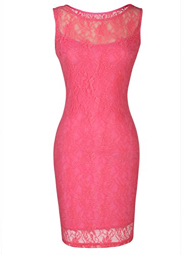 Mooncolour Women's Lace Floral Sleeveless Bodycon Long Midi Dress