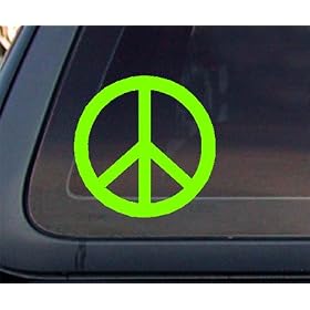 Peace Sign Car Decal / Sticker - Lime Green
