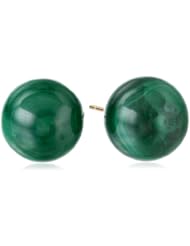 14k Yellow Gold 10mm Malachite Stud Earrings