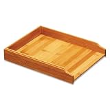 Lorell Letter Tray, Front Load, Bamboo (LLR96528) Category: Desk Trays