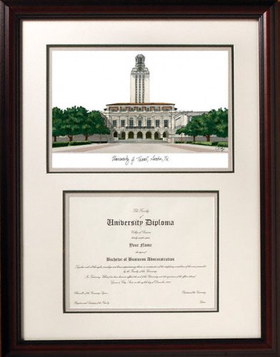 Texas Longhorns Framed Scholar Diploma Frame with Lithograph