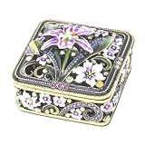 Square Shaped Hawaiian Orchid Passion Jeweled Trinket Box