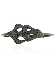 Black Diamond Pave Leaf Palm Bracelet .925 Sterling Silver Womens Jewelry
