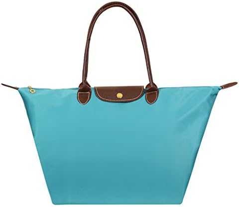 Yokodea Industrial Women's Foldable Nylon Waterproof Luggage Tote Bag Handbag Large Aqua Lake Water Blue Aquamarine