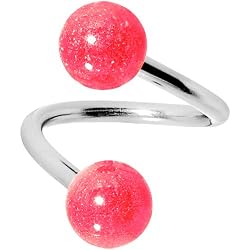 Pink Glow-N-Dark Spiral Twister Belly Ring
