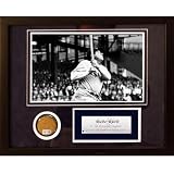 New York Yankees Babe Ruth Photograph with Real Field Dirt from Yankees Stadium Field Collage