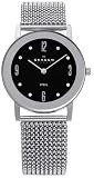Skagen Womens 39LSSB1 Quartz Stainless Steel Black Dial Watch