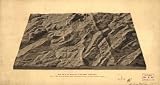 Relief map of the battle field of Gettysburg. Looking south. Showing the town, fields, farm buildings, forests, streams, roads and lanes as they were at the time of the battle. (Civil War Map Reprint: 36