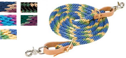 Weaver poly roping barrel reins Hunter Green Black TAN