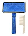 Dog Slicker Brush with Wood Handle Including Brush Cleaner